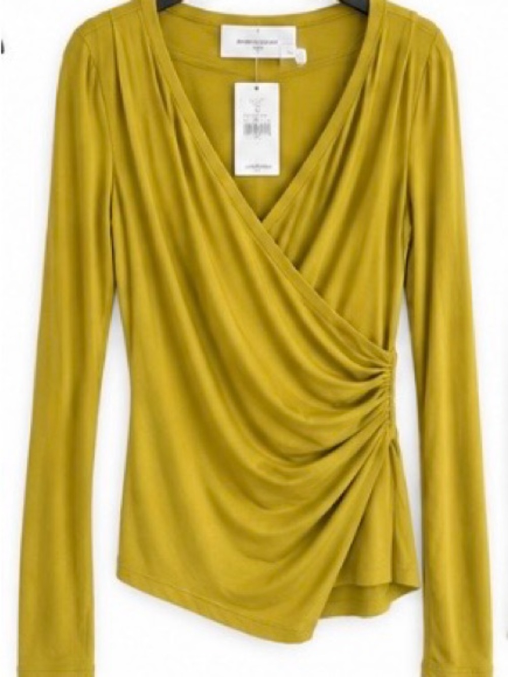 Anthropologie Soft Wrap-Style Long Sleeve Top - mustard
